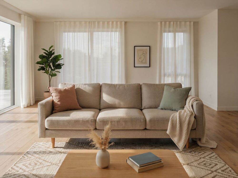 sofa na środku salonu